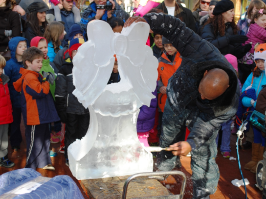 Bethesda Winter Wonderland ice sculpting demonstration